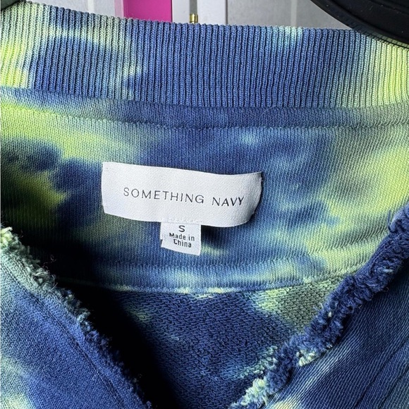 Something Navy Blue and Green Tie-Dye Sweatshirt - Picture 3 of 4